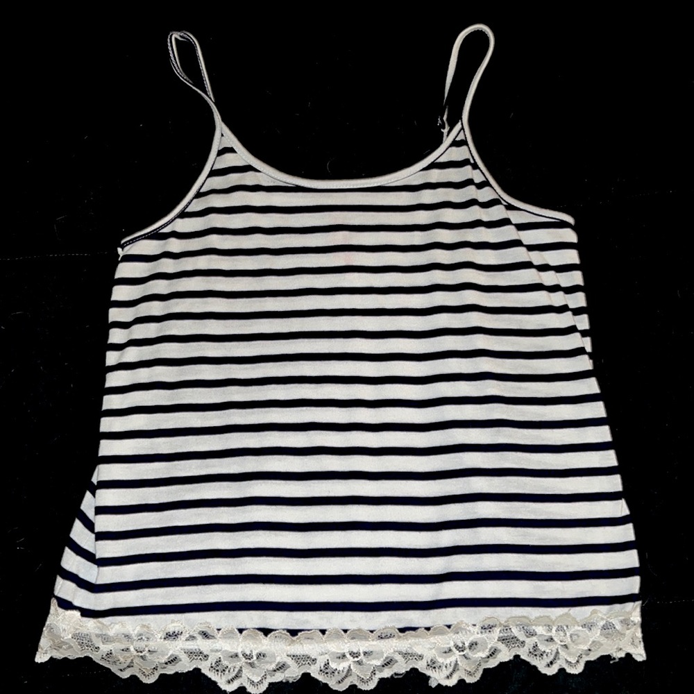 Wallflower women’s navy/white striped tank with adjustable straps